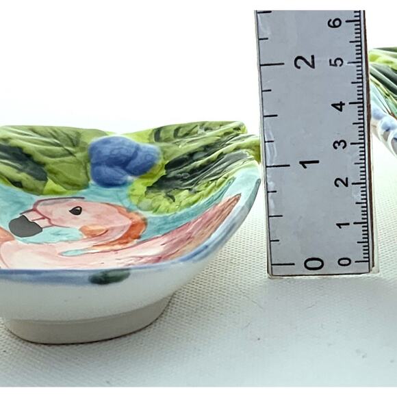 DISHES-HAUSENWARE-Trinket-Serving-Flamingo-Pink-Tropical-Embossed-SET OF 2 - Picture 15 of 15